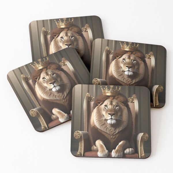 Item preview, Lion king wearing a crown and seated on a throne  designed and sold by fotofeast.
