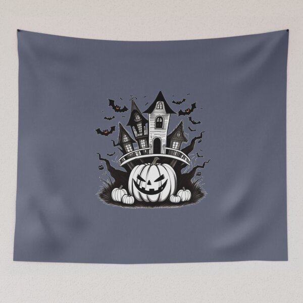 Item preview, Spooky around Halloween house - black and white designed and sold by kikidu21.