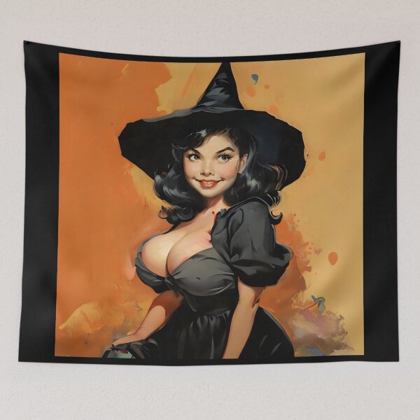 Item preview, Halloween Witch Pinup Girl designed and sold by cutestpinups.