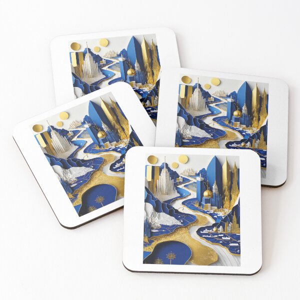 Item preview, Futuristic Paper Art: A Golden Skyline designed and sold by Merakiartshop.
