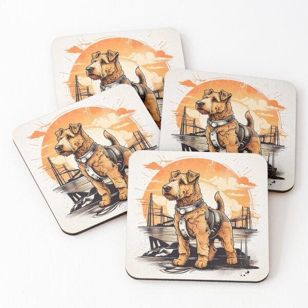 Item preview, Serenade by the Sunset: Airedale Terrier Akita by the Sea designed and sold by Fenomena Designs.
