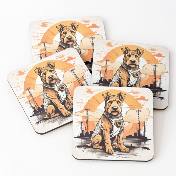 Item preview, Serenade by the Sunset: Airedale Terrier Akita by the Sea designed and sold by Fenomena Designs.
