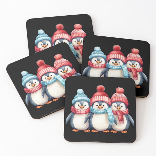 Item preview, Three cute Pinguins in snowy Winter designed and sold by Hibiskusmond.