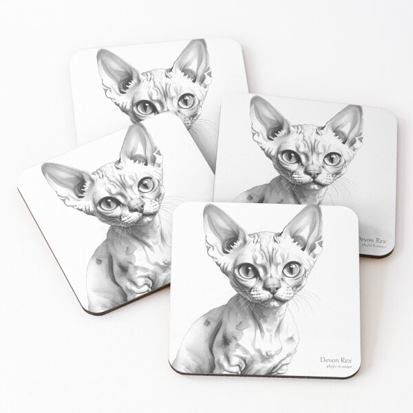 Item preview, Curious Devon Rex - Watercolour Cat Print designed and sold by PixelFixArt.