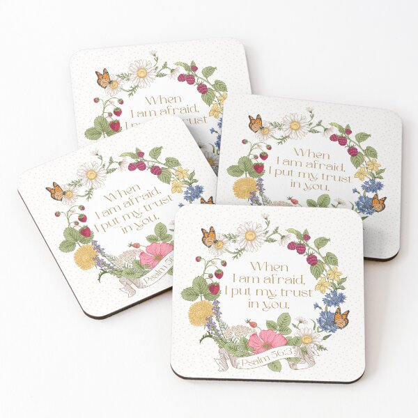 Item preview, "When I am afraid, I put my trust in you." Psalm 56:3 (Floral) designed and sold by Paper Bee Gift Shop.