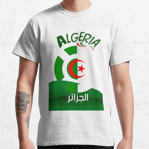T-shirt drapeau algérien. Kiss Algérie, drapeau sur des lèvres