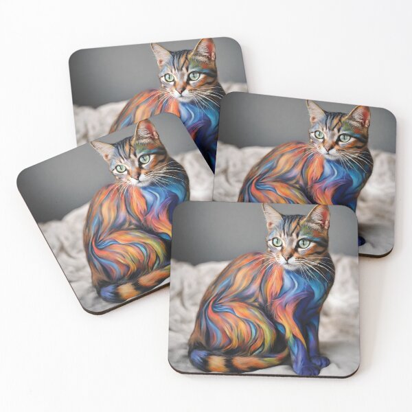 Item preview, cat colorfiul bodypaint designed and sold by pig2u.