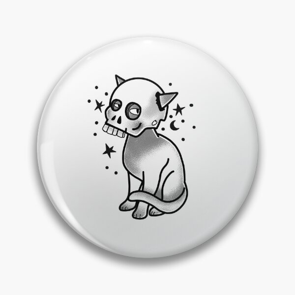 Item preview, Witchcore Boho Tattoo Cat in a skull designed and sold by jazzydevil.