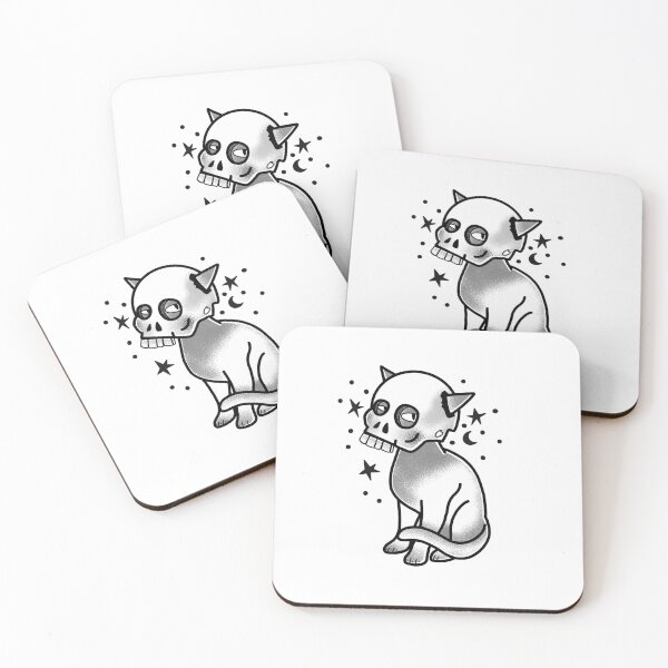Item preview, Witchcore Boho Tattoo Cat in a skull designed and sold by jazzydevil.