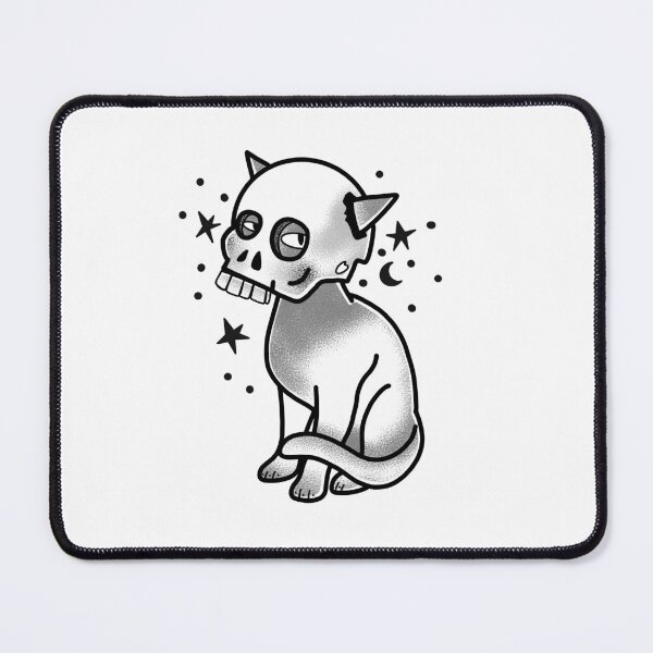 Item preview, Witchcore Boho Tattoo Cat in a skull designed and sold by jazzydevil.
