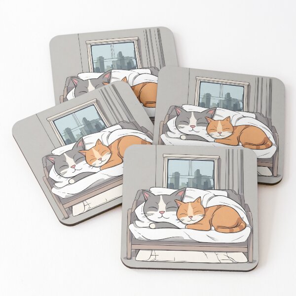 Item preview, 2 cats sleeping on the bed designed and sold by pig2u.