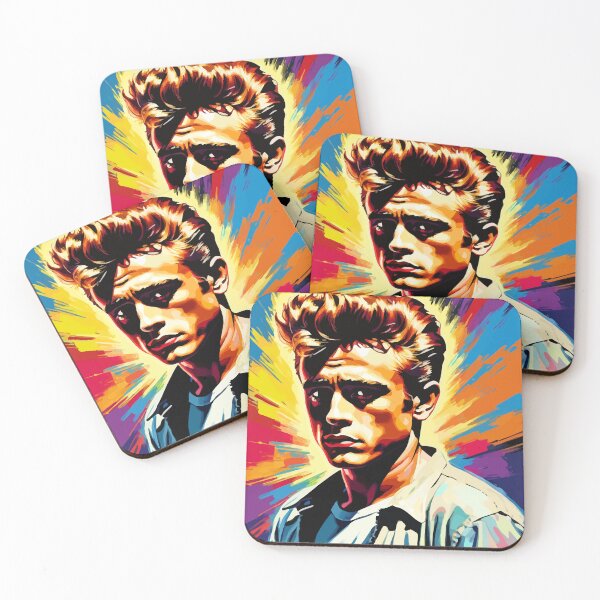 Item preview, James Dean portrait without text on colorful pop art background designed and sold by clon-dot-net.