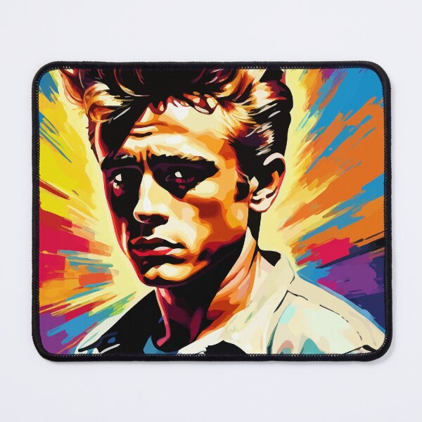 Item preview, James Dean portrait without text on colorful pop art background designed and sold by clon-dot-net.
