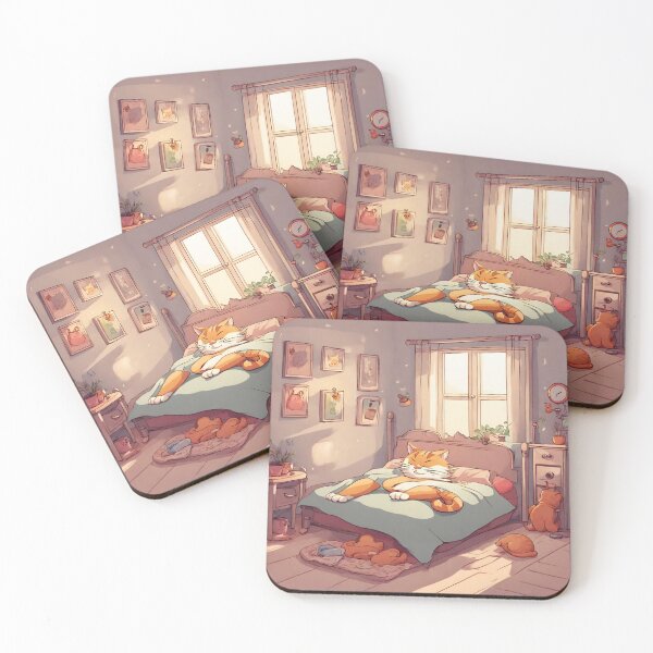 Item preview, cat sleeping on the bed designed and sold by pig2u.