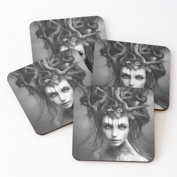 Item preview, Elana Rowanshade, Dryad of the Rowan Tree Black & White designed and sold by PyxieZen.