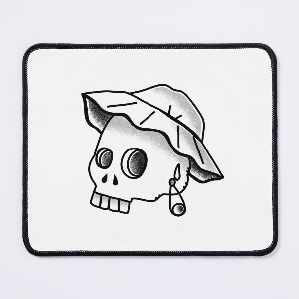 Item preview, Witchcore Boho Tattoo Skull in a sun hat designed and sold by jazzydevil.