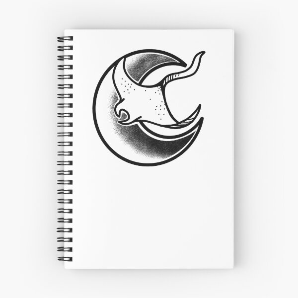 Item preview, Witchcore Boho Tattoo Crescent moon with a Manta ray designed and sold by jazzydevil.