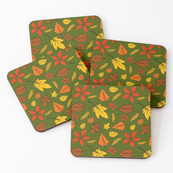 Item preview, Autumn Fall Leaves Flowing Seamless Repeat Pattern - Green Backdrop designed and sold by SemDesigns1.