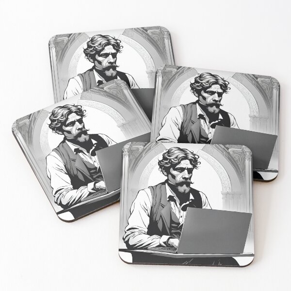Item preview, An old school writer and his laptop designed and sold by Hensfield.