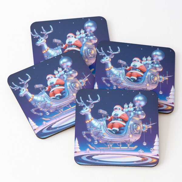 Item preview,  santa claus, flying reindeer, robotic snowmen designed and sold by KICIART.