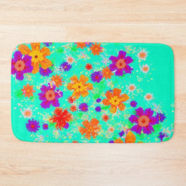 Item preview, Colorful flowers on teal  designed and sold by Photopat.