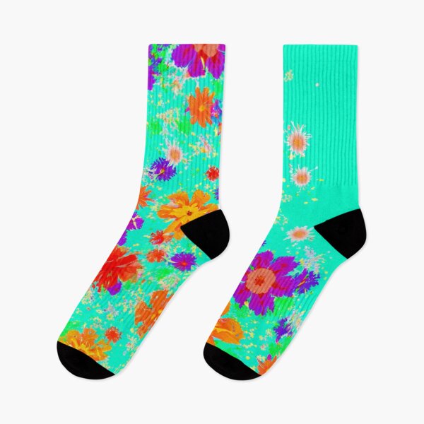 Item preview, Colorful flowers on teal  designed and sold by Photopat.