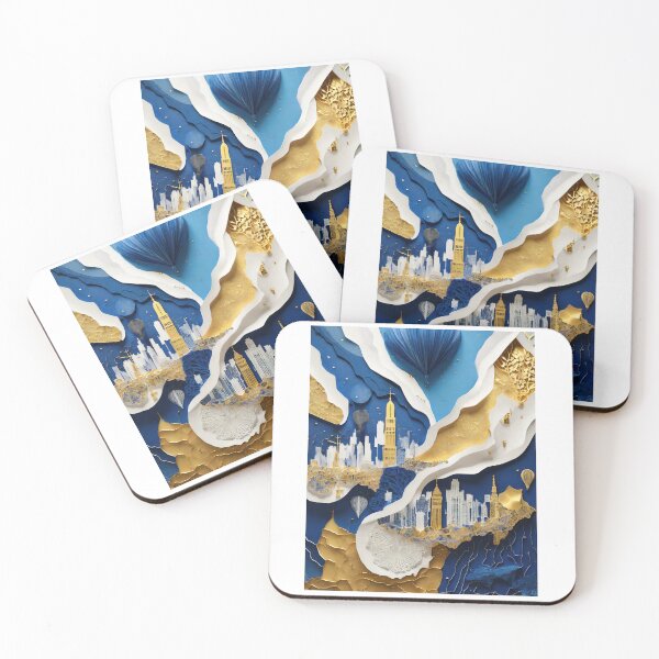 Item preview, Futuristic Paper Art: A Golden Skyline designed and sold by Merakiartshop.