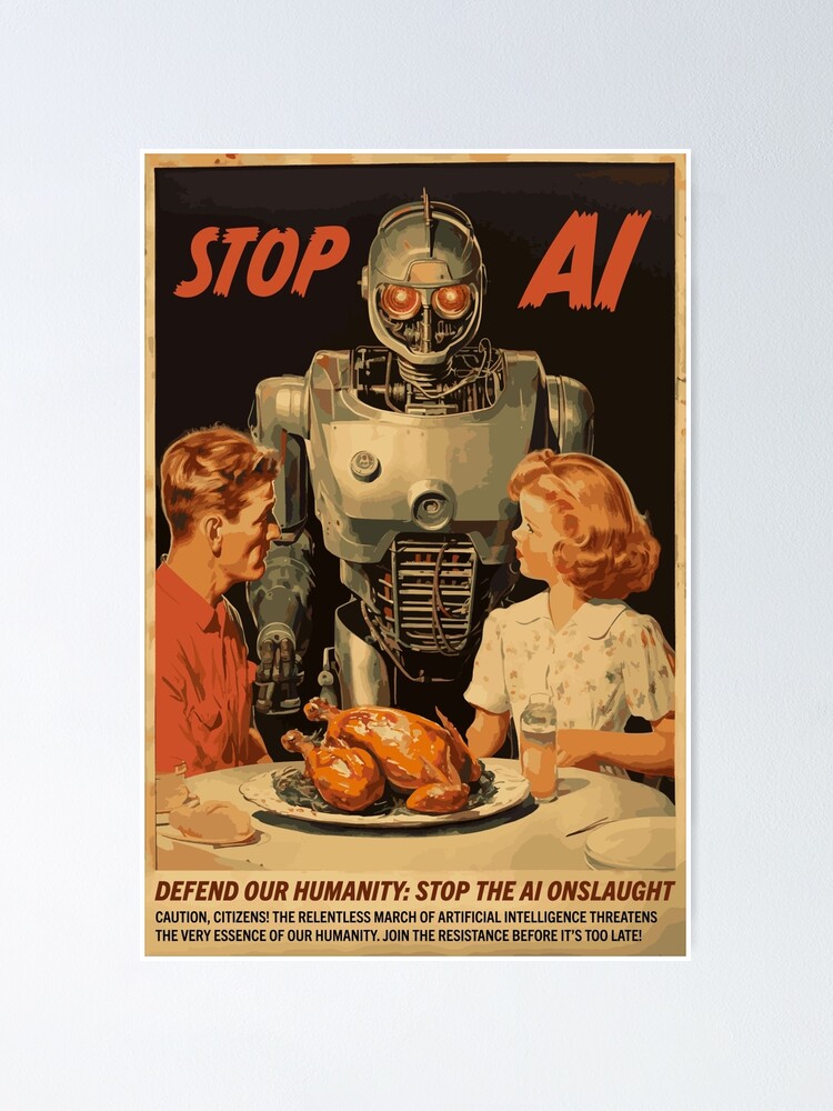 Vintage Style AI Parody - Defend Our Humanity: Stop the AI