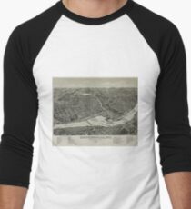 Vintage Pictorial Map of Chippewa Falls WI (1886) Men's Baseball ¾ T-Shirt