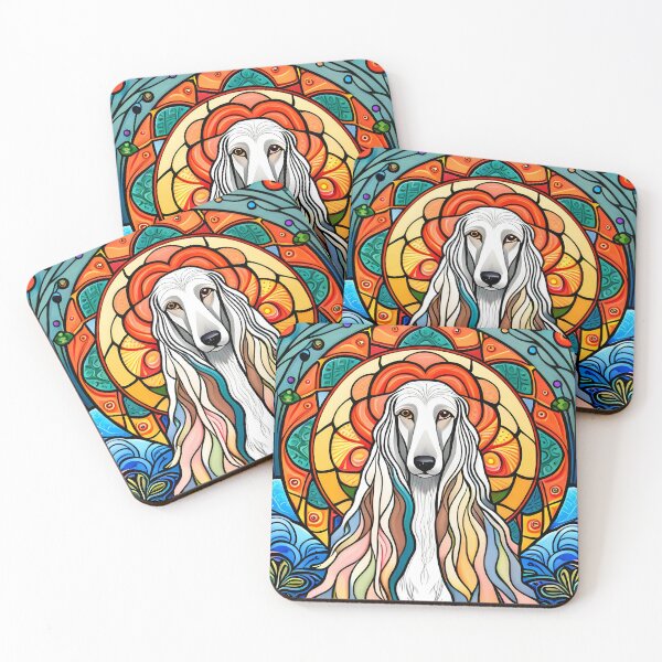 Item preview,  Afghan Hound Stained Glass Art Nouveau designed and sold by typogracat.