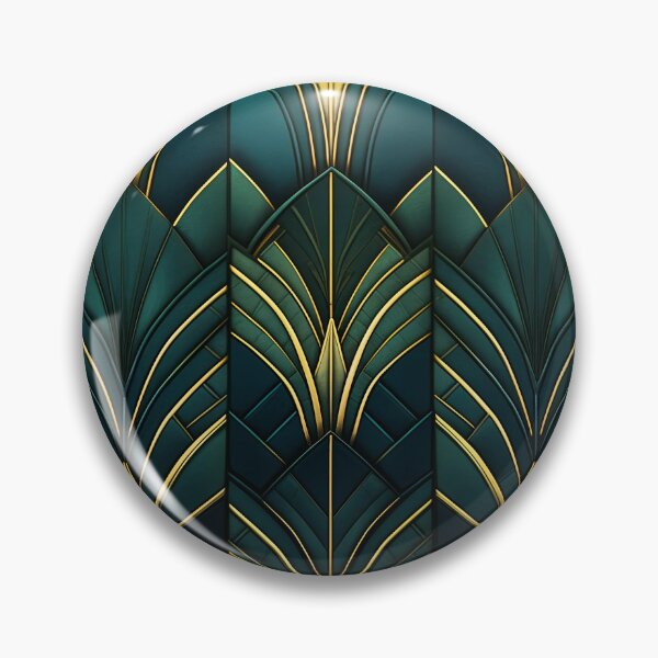 Item preview, Gatsby-Inspired Dark Green Gold Art Deco Pattern  designed and sold by Vic Torys ☆.