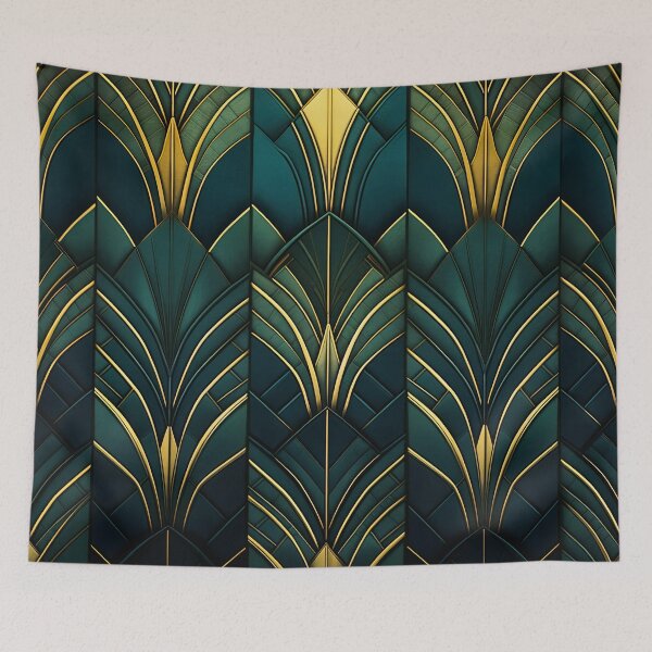 Item preview, Gatsby-Inspired Dark Green Gold Art Deco Pattern  designed and sold by Vic Torys ☆.