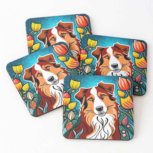 Item preview, Australian Shepherd Art Nouveau designed and sold by typogracat.