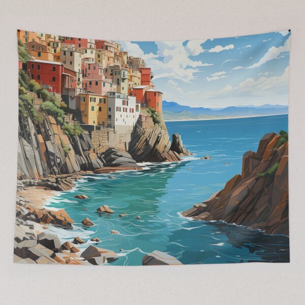 Item preview, A Pop Art Travel Print of Cinque Terre - Italy  designed and sold by StudioRedKoala.