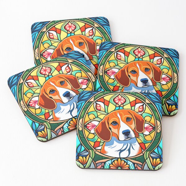 Item preview, Beagle Stained Glass Art Nouveau designed and sold by typogracat.