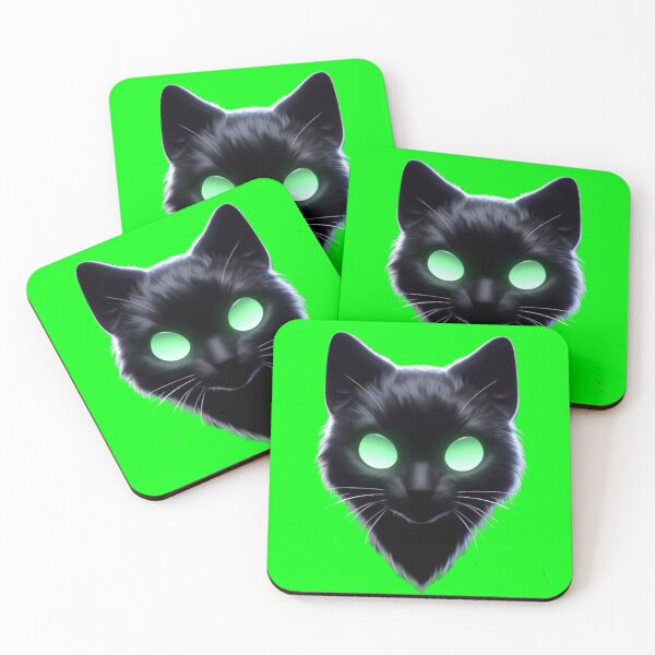 Item preview, Halloween Black Cat Head with Glowing Eyes designed and sold by erkabees.