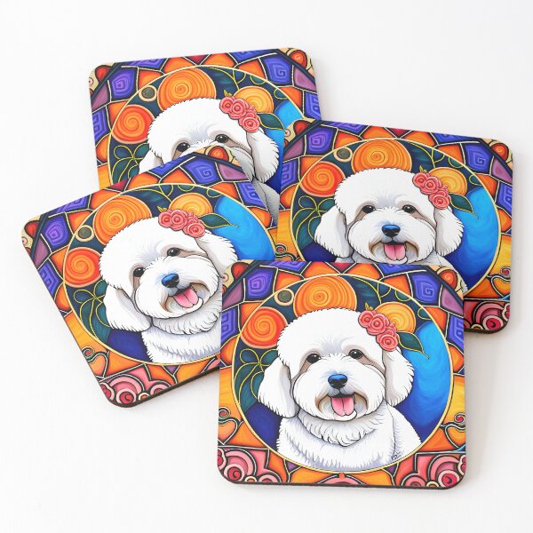 Item preview, Bichon Frisé Stained Glass Art Nouveau designed and sold by typogracat.