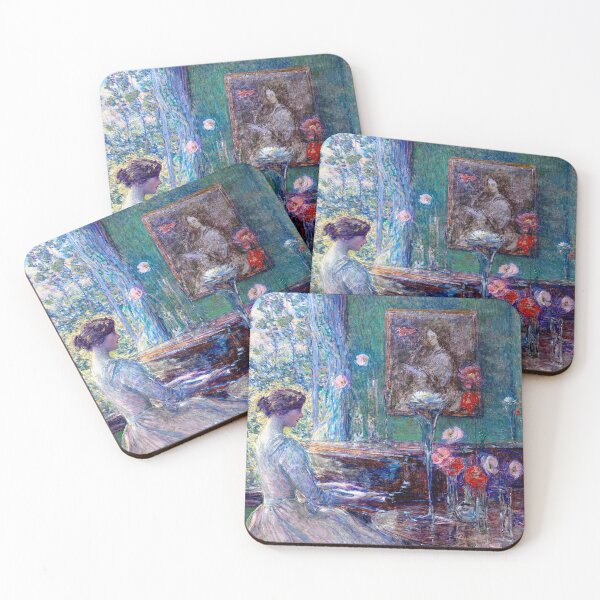Item preview, Woman Playing Piano By An Open Window Surrounded By Flowers, Childe Hassam 1899 designed and sold by RocketshipRetro.