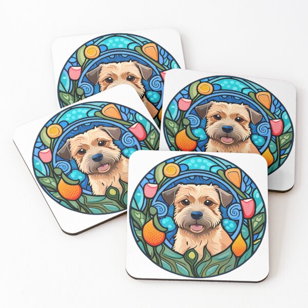 Item preview, Border Terrier Round Art Nouveau designed and sold by typogracat.
