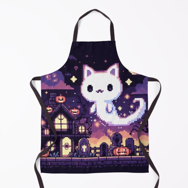 Item preview, Cute Pixel Art Cat Ghost at Halloween designed and sold by FoxOfPixels.