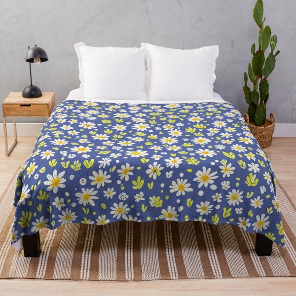 Item preview, Little Daisy Flowers and Leaves Pattern on Blue  designed and sold by GraphicsClub.