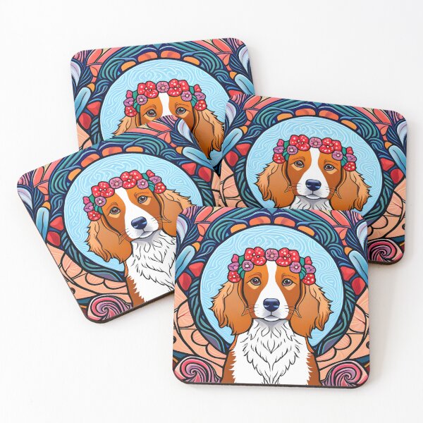Artikelvorschau, Bretagne Hund psychedelischer Jugendstil entworfen und verkauft von typogracat.