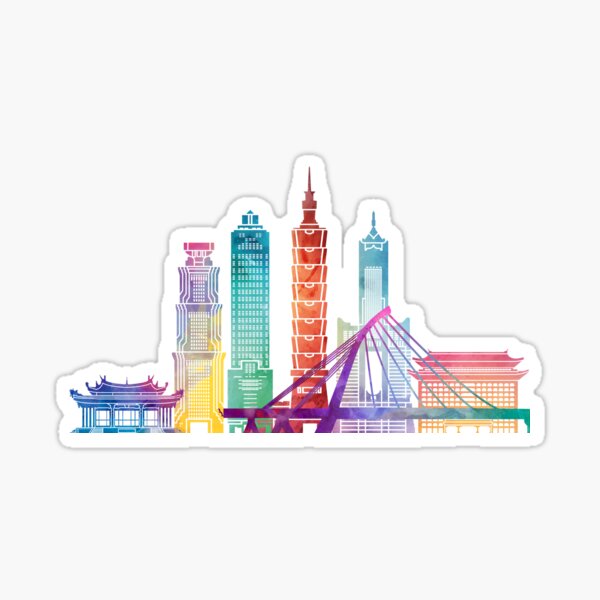 Vista previa del artículo con la obra «Cartel acuarela de hitos de Taipei V2», diseñado y vendido por paulrommer.