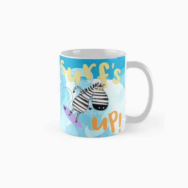 Surfs Up! Zebra Surfing The Waves By Artist Carla Daly Classic Mug