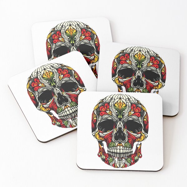 Item preview, Smiling Skull in Stained Glass for Halloween designed and sold by erkabees.