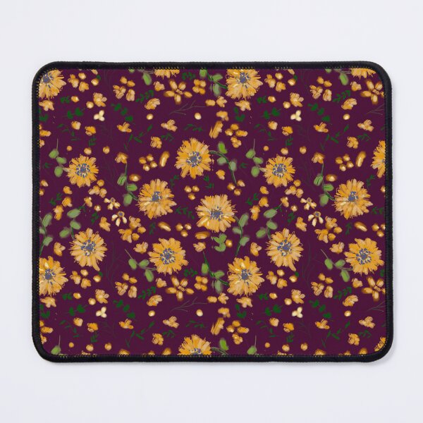 Item preview, Yellow Blooms and Botanicals on Maroon designed and sold by ara-designs.