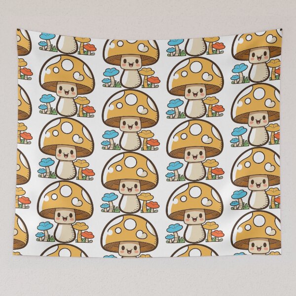 Item preview, Kawaii Adorable Mushroom Digital Motif designed and sold by zolarche.