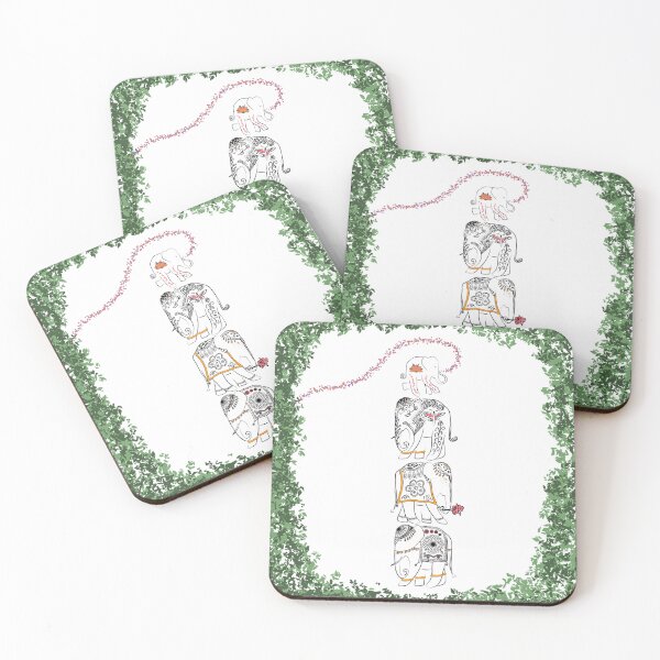 Item preview, Decorated elephant family in the jungle. designed and sold by ChaosElevator.
