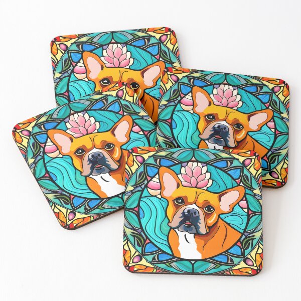 Item preview, French Bulldog Stained Glass Art Nouveau designed and sold by typogracat.
