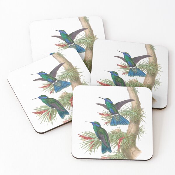 Item preview, Guiana Violet Ear Hummingbirds Vintage Watercolor by John Gould Sweet Pretty Happy Birdwatching Gift designed and sold by ElegantTeaTime.